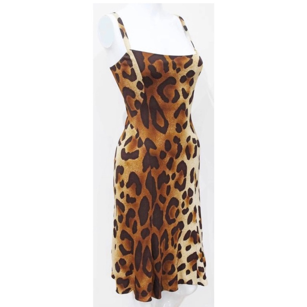 Gianni Versace Leopard-Print Silk Slip Dress in Brown and Black